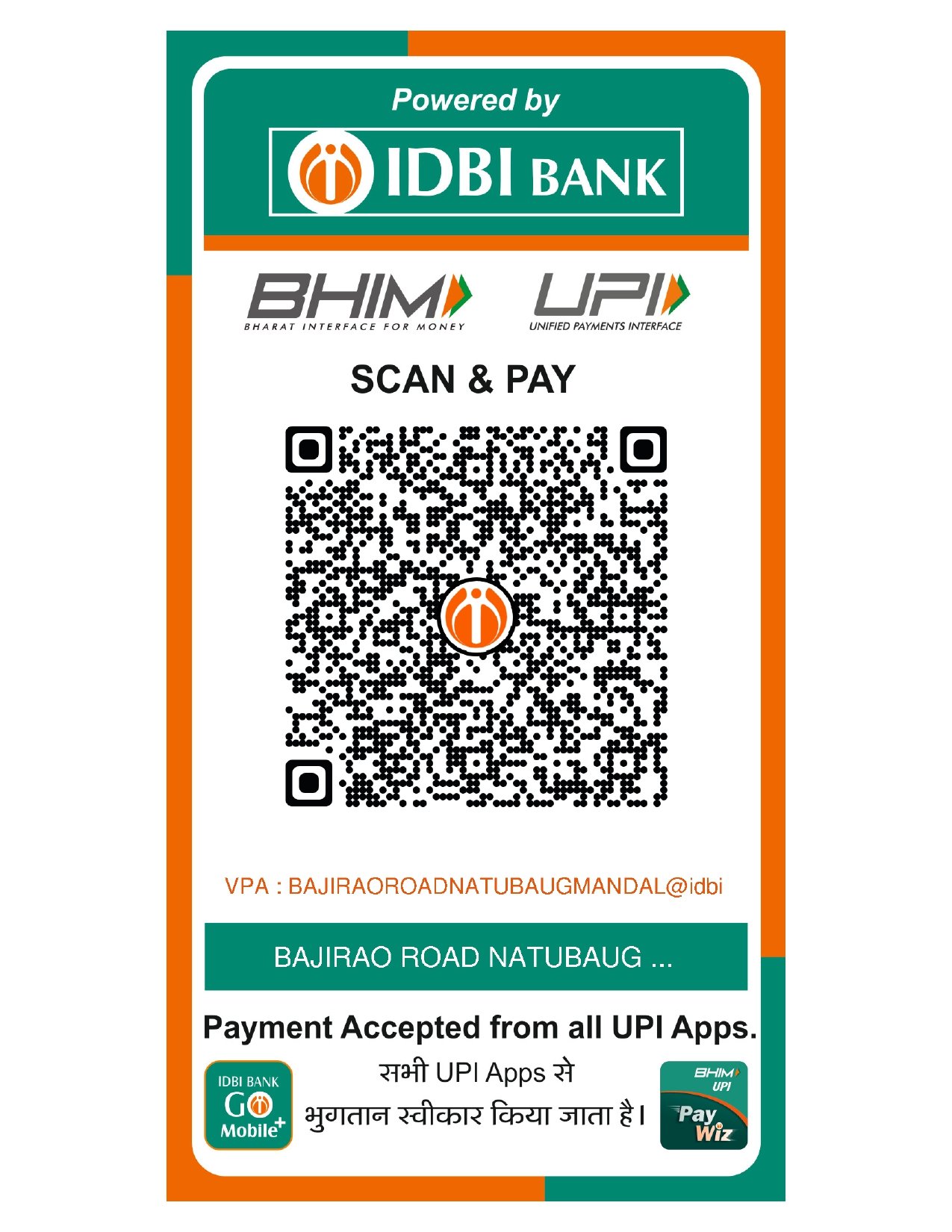 Natubaug Mandal Official Payment QR Code